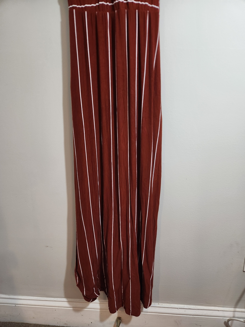 Latched Mama Rust Burnt Orange Striped Maxi Dress Breastfeeding Nursing Autumn - Picture 2 of 8